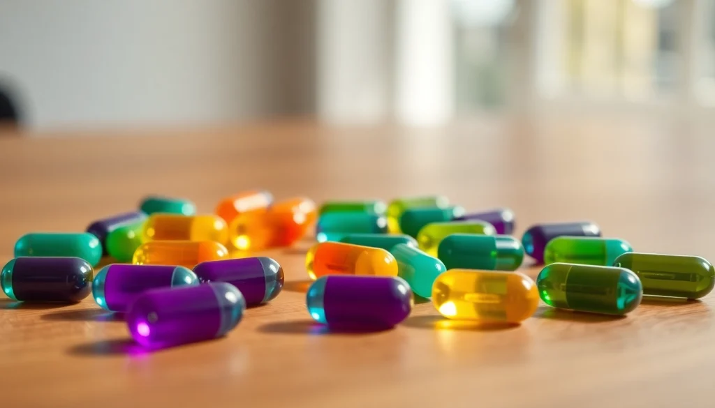 Enhance cognitive function with vibrant nootropics capsules on a wooden table.