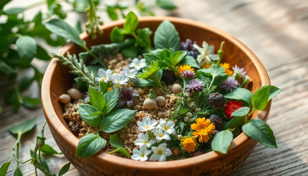 Create an alternative smoking blend with fresh herbs and flowers beautifully arranged