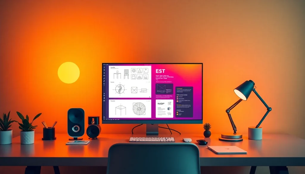 Create a workspace showcasing effective website design Manchester techniques with a modern aesthetic.