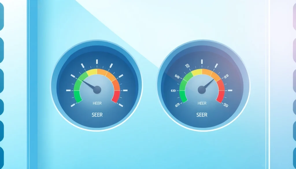 Learn about HVAC SEER meaning through an engaging illustration showcasing efficiency ratings and metrics.