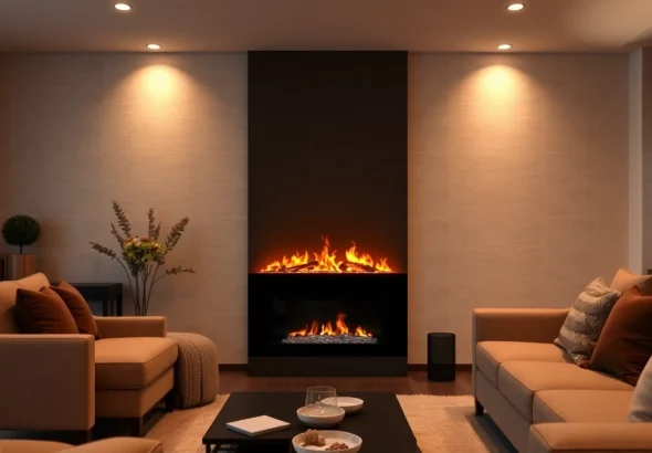 Experience the ambiance of a water vapor electric fireplace with realistic flames, enhancing your home decor.