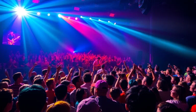 Grow Audience by capturing a lively concert atmosphere with diverse fans enjoying live performances.