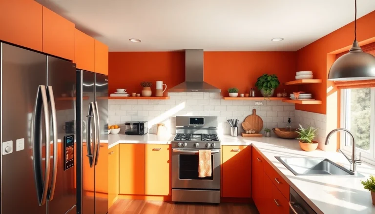 Showcase affordable kitchen appliances with modern designs enhancing a stylish kitchen.