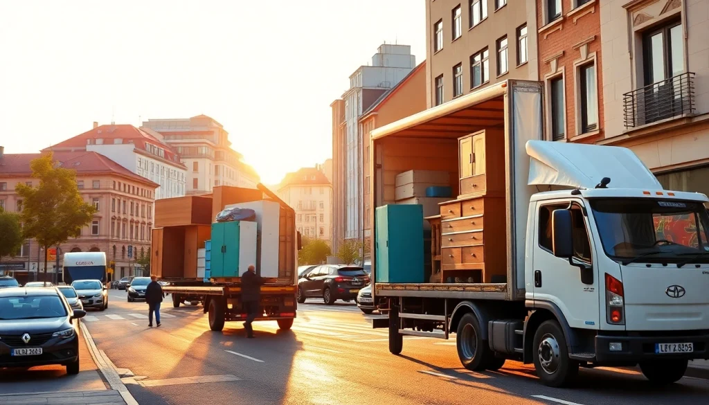 Efficient Umzug Erlangen service showcasing busy movers loading a truck with care.