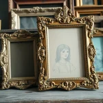 Artfully arranged vintage frames highlighting unique designs and textures.