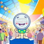 Engage with the BasedChadHQ meme coin cartoon character thriving in a lively crypto marketplace.