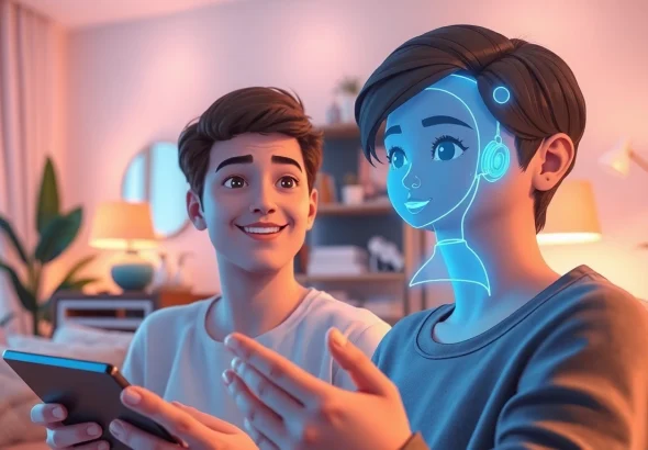 Engage with your crush onai in an interactive scene featuring a virtual AI companion.