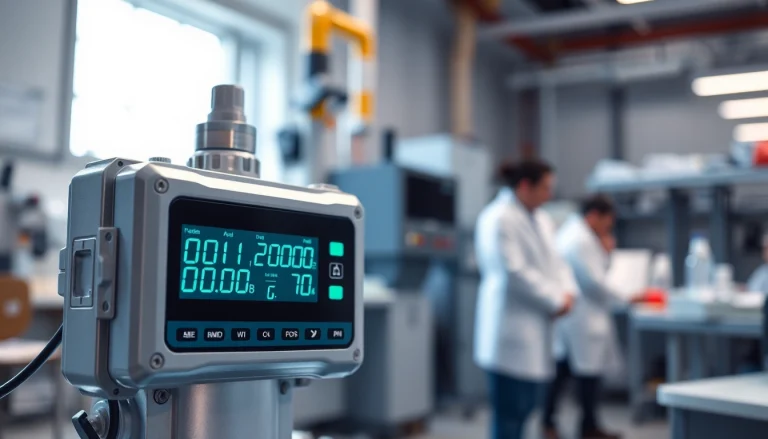 Showcase of a Sulfur Dioxide detector in a high-tech lab highlighting its advanced features.