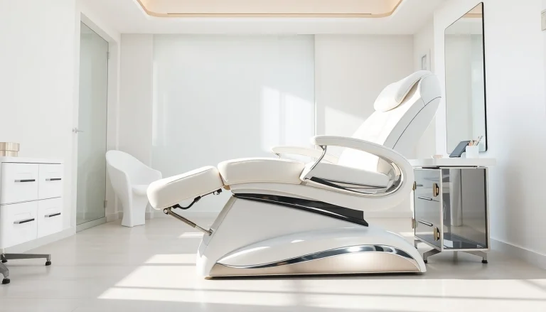 Erleben Sie die elektrische kosmetikliege mit modernem Design und komfortabler Polsterung in einem stilvollen Salon.