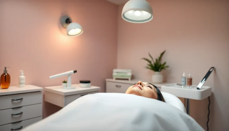 Behandlung mit ästhetischen Medizinwerkzeugen in einem hellen, modernen Raum