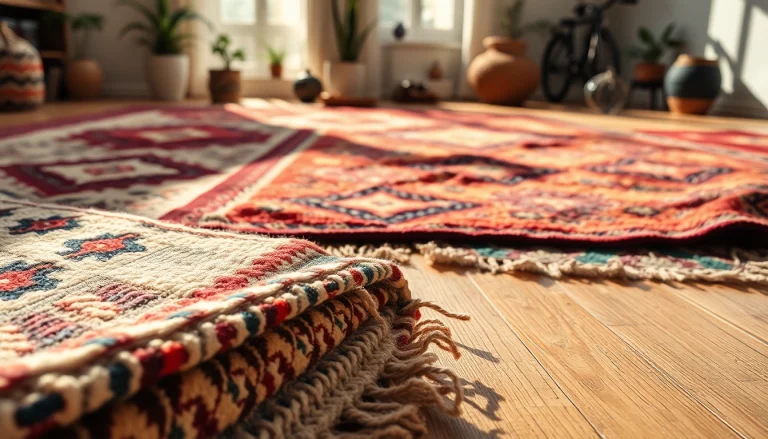 Showcase Boujaad vintage rugs with rich colors and intricate patterns in a cozy living space.