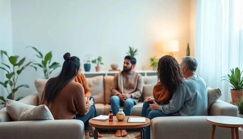 Supportive therapy session for dealing with anxiety in a calming office environment.