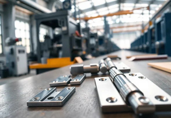 View of door hinges manufacturer showcasing precision-engineered hinges in a modern factory.