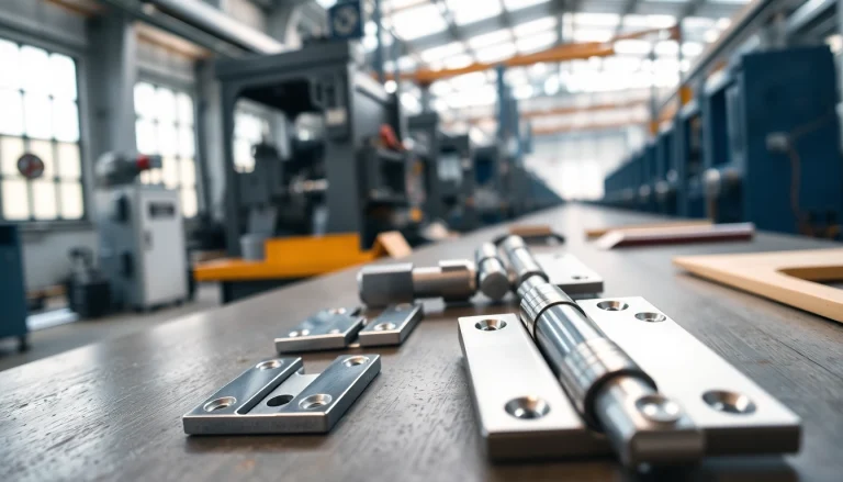 View of door hinges manufacturer showcasing precision-engineered hinges in a modern factory.