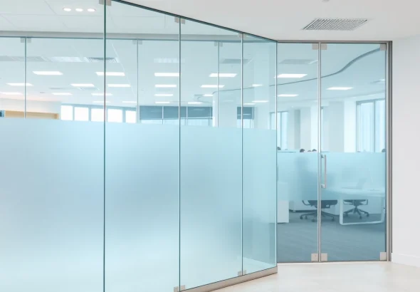 Showcasing movable glass partitions that enhance modern office spaces with elegance and functionality.