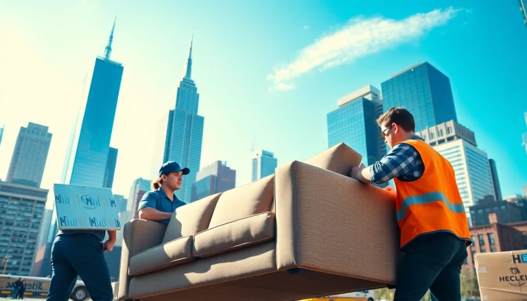 Moving company nyc team efficiently packing furniture during a New York relocation.