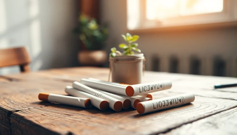 Smoke-free lifestyle highlighted with nicotine free cigarettes on a wooden table