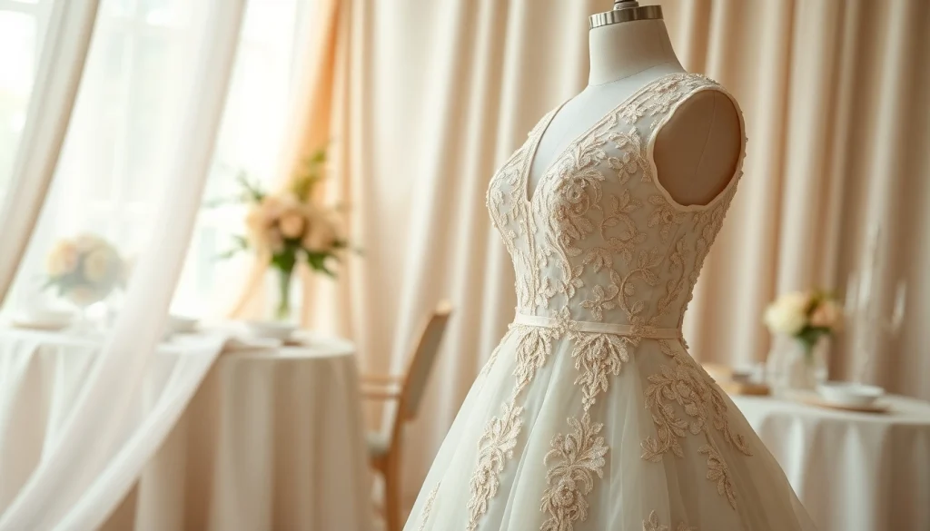 Featuring elegant reception wedding dresses, this stunning gown showcases intricate lace detailing and pastel colors.
