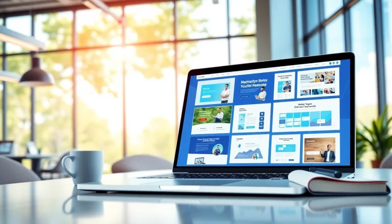 Showcase of Funnel templates designed in a modern digital workspace with vibrant colors and diverse layouts.