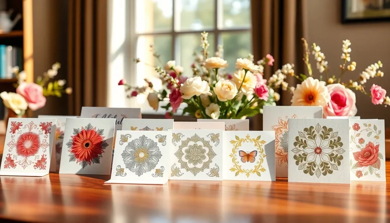 Showcase premium greeting cards London with unique designs and vibrant colors on display.