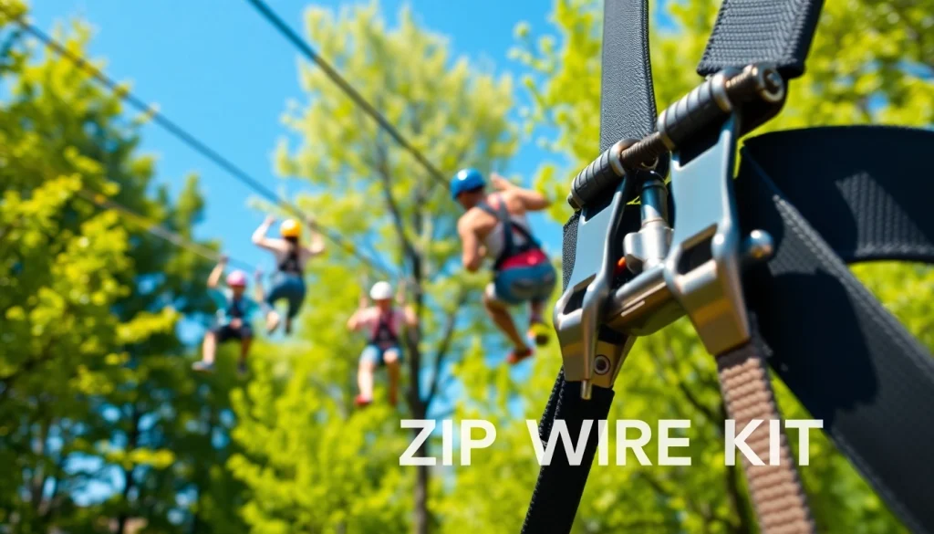 Experience thrilling moments with ZIP WIRE KITS showcasing robust safety features.