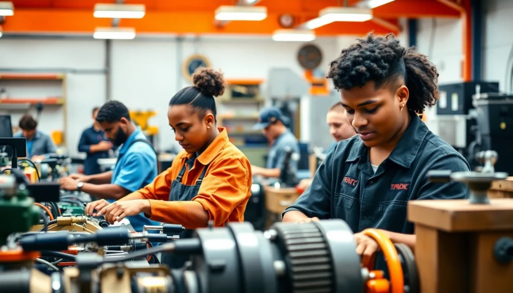 Students collaborating in a trade school Knoxville TN environment, showcasing hands-on training.