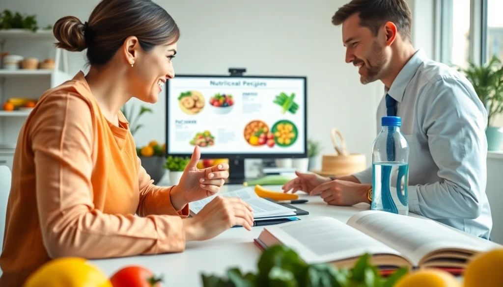 Engaging consultation on a diet program focusing on healthy meal planning and nutrition.