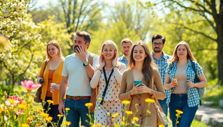 Menschen, die an Allergien leiden, reagieren auf Pollen in einem blühenden Park.