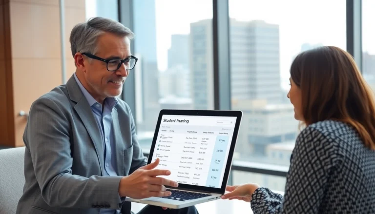 Reviewing an earnest student loan code with a professional in a bright office.