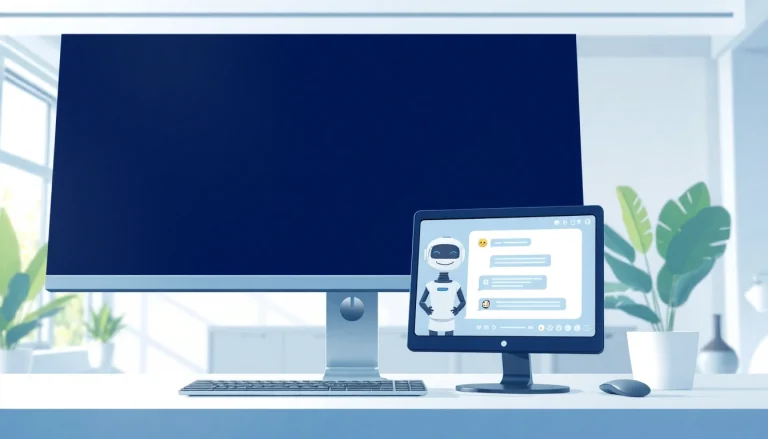 Engaging AI bot for websites showcased in a modern office, emphasizing interaction and user experience.
