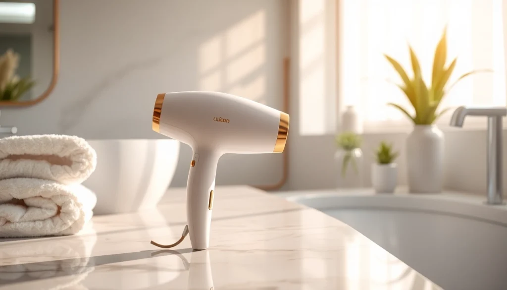 Transform your routine with this luxury hair dryer showcasing sleek design and modern elegance.