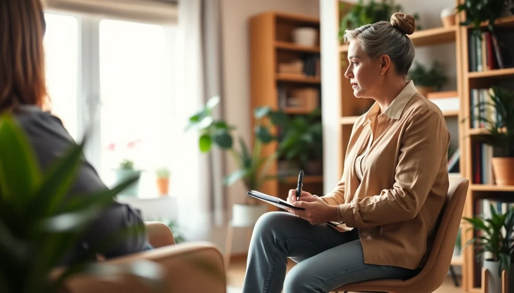 Supportive environment for dealing with anxiety with therapist and client interaction.