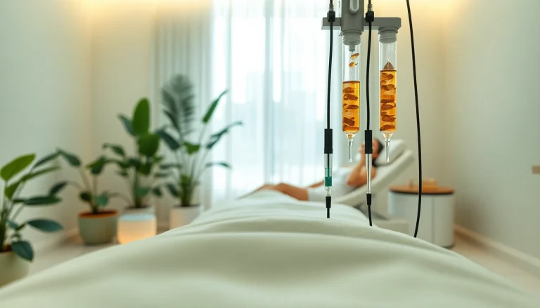 Experience vitamin infusion therapy in a calming spa setting with soothing decor and soft lighting.
