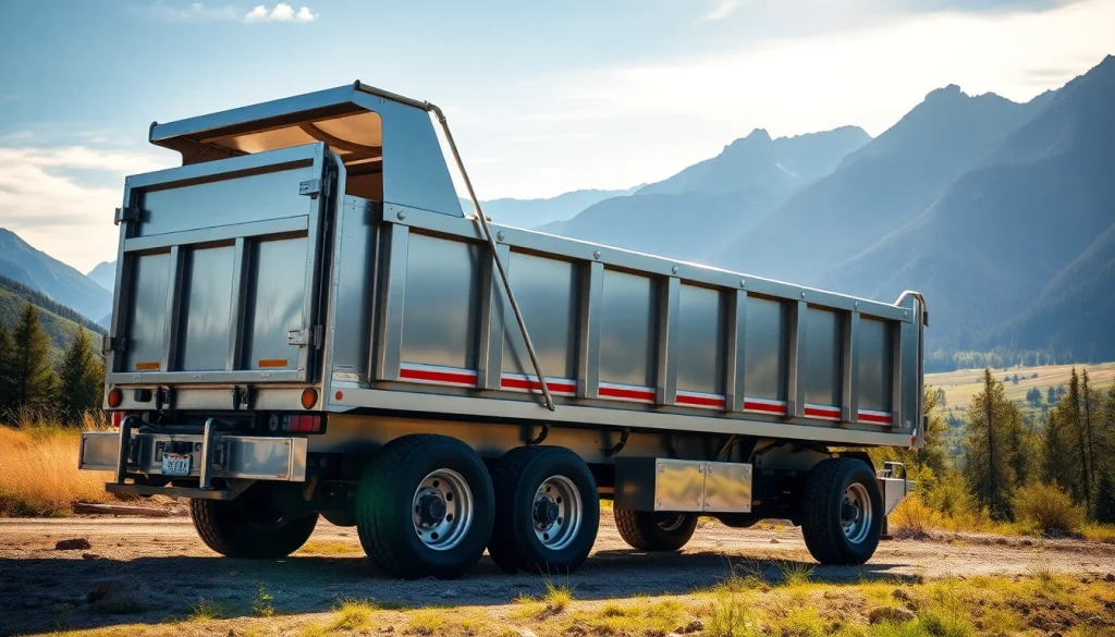 Find used dump trailer for sale near me showcasing strong build in a picturesque outdoor setting.